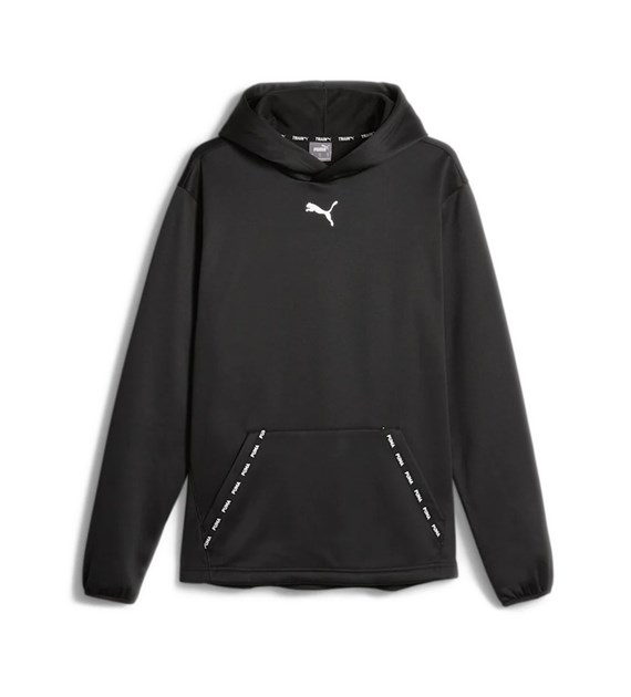 PM-523824-01/BLACK PUMA FIT TAPED PWRFLEECE HOODIE - Męska Bluza