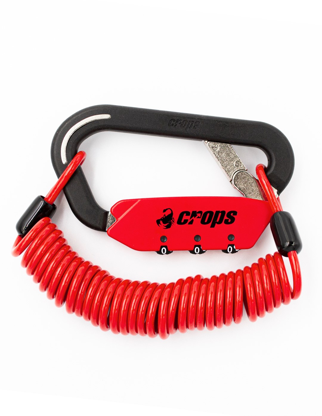 CP-SPD03-SC01-04 Crops :Lock ELK BLK+Single Coiled Cable RED - Zapięcie rowerowe  linka 