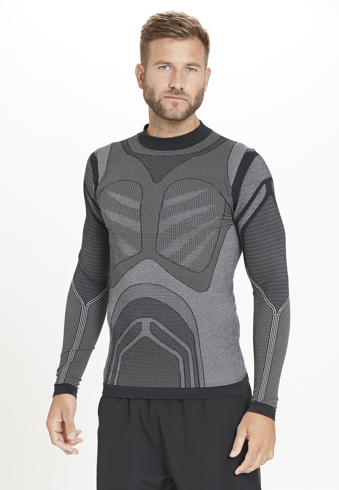 E183925/1001 ENDURANCE ADAM M BASELAYER L/S SEAMLESS TEE - Męska Koszulka Termoaktywna Długi Rękaw