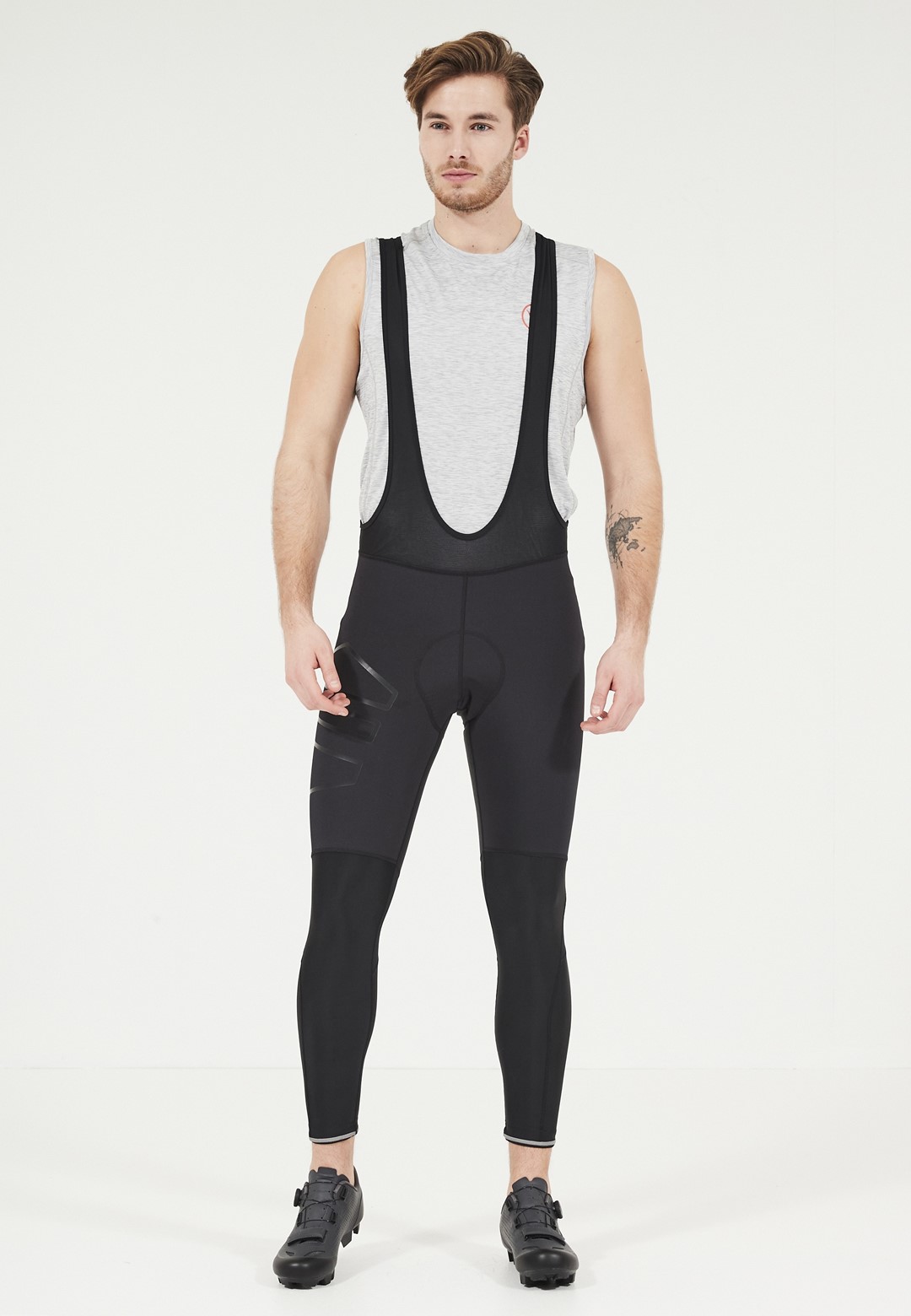 E183584/1001 ENDURANCE GORSK M AY LONG WINDBLOCK CYCLING TIGHTS W/BIB XQL - Męskie Spodnie Rowerowe