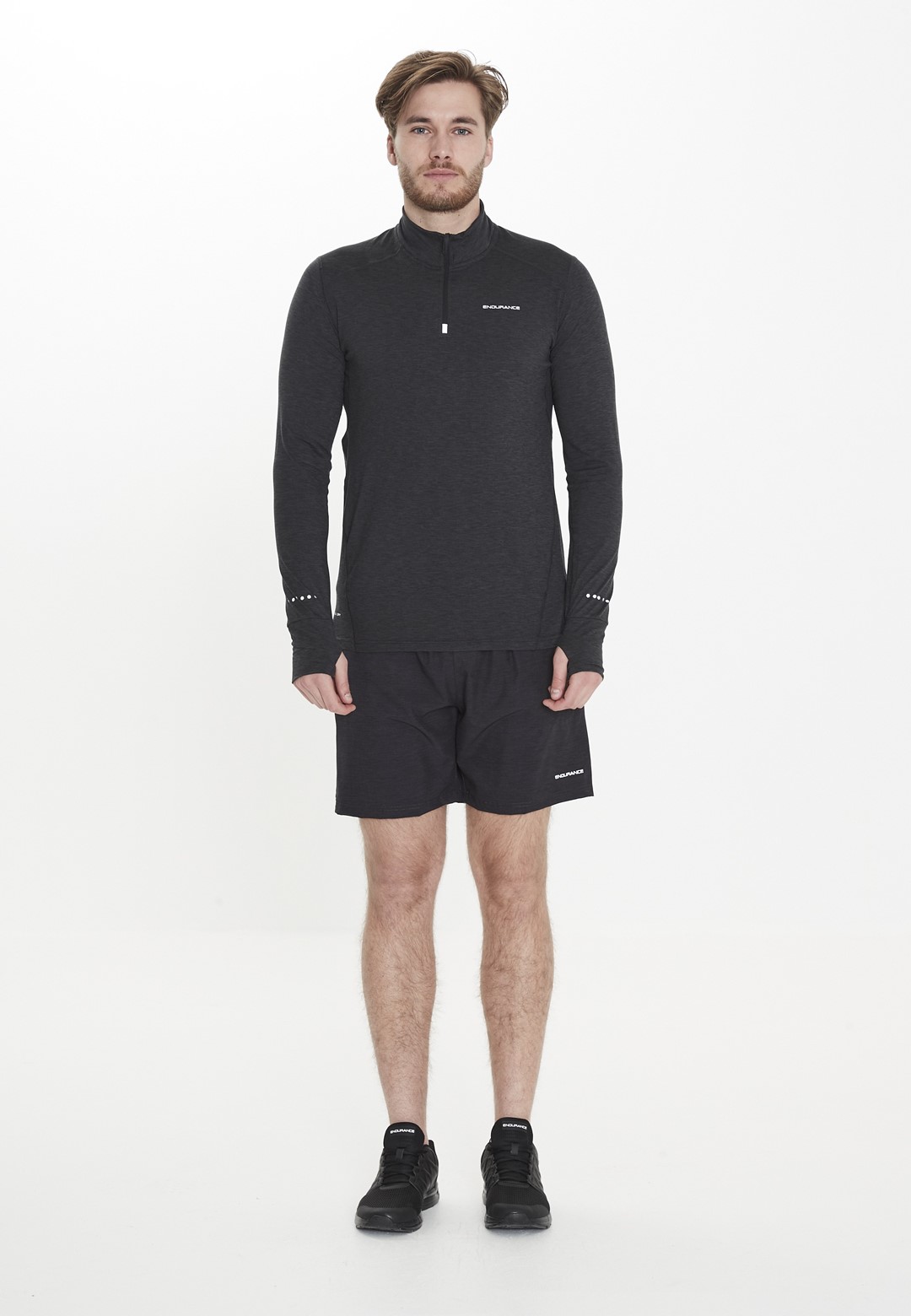 E183447/1001 ENDURANCE TUNE M MELANGE MIDLAYER - Męska Bluza na Krótki Zamek