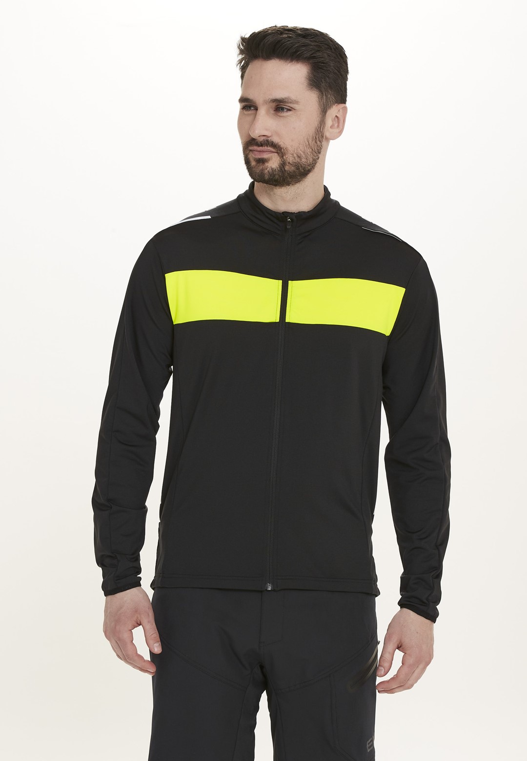 E201455/1001 ENDURANCE SAN TROPEZ M L/S CYCLING MIDLAYER - Męska Bluza Rowerowa