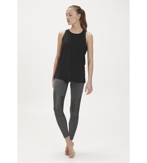 EA203438/1111 BLACK MELANGE ATHLECIA MOTA W SLUB TOP - Damski Top