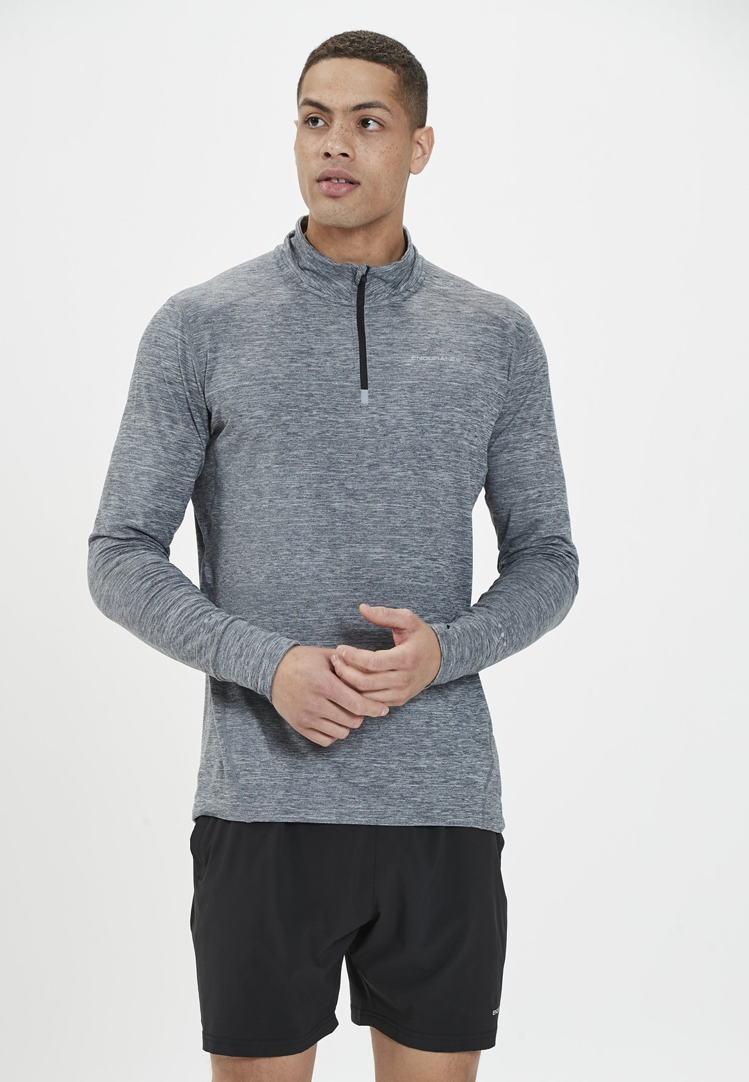 E183447/1005 ENDURANCE TUNE M MELANGE MIDLAYER - Męska Bluza na Krótki Zamek