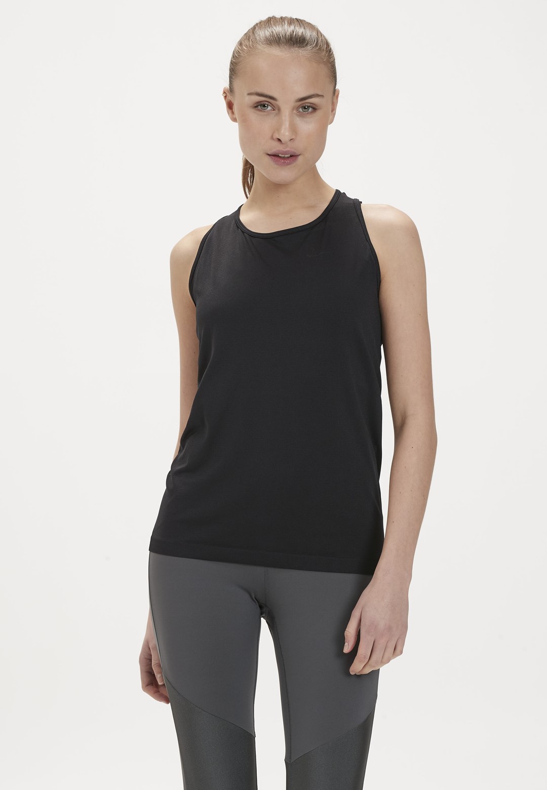 EA211399/1001 BLACK ATHLECIA JULEE W LOOSE FIT SEAMLESS TOP - Damska Koszulka