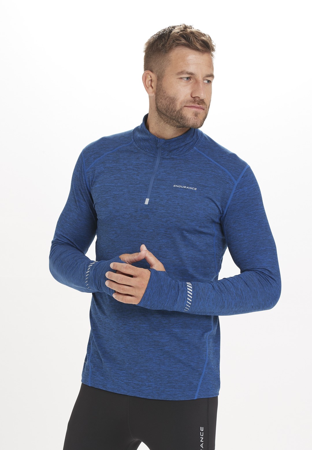 E183447/2158 ENDURANCE TUNE M MELANGE MIDLAYER - Męska Bluza na Krótki Zamek