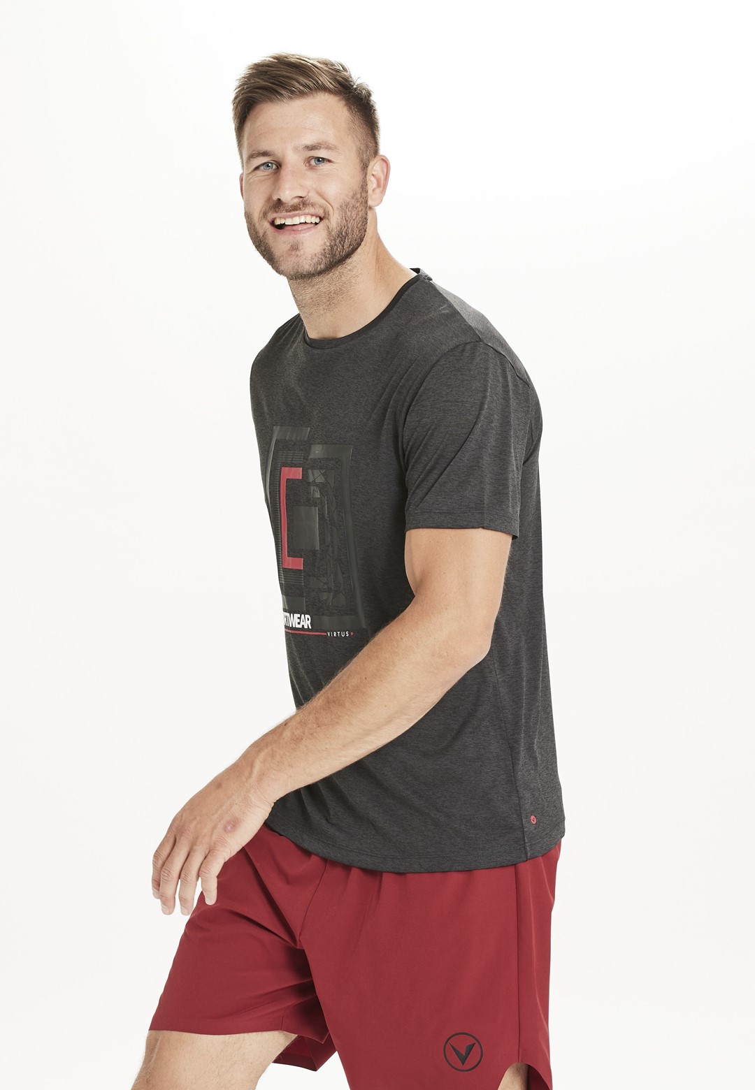 EV213428 VIRTUS UTERT M MELANGE TECHNICAL TEE - Męska Koszulka Techniczna
