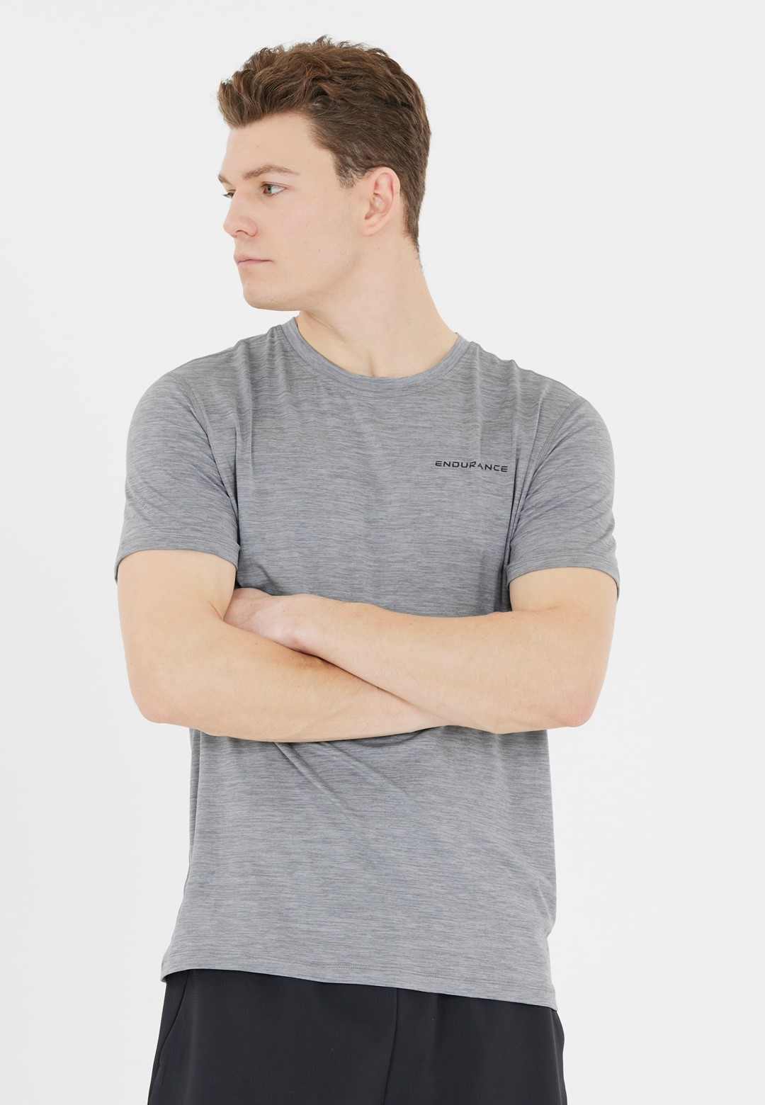 E243401/1005 Light Grey Melange Abdon M Melange S/S Tee - Koszulka Męska