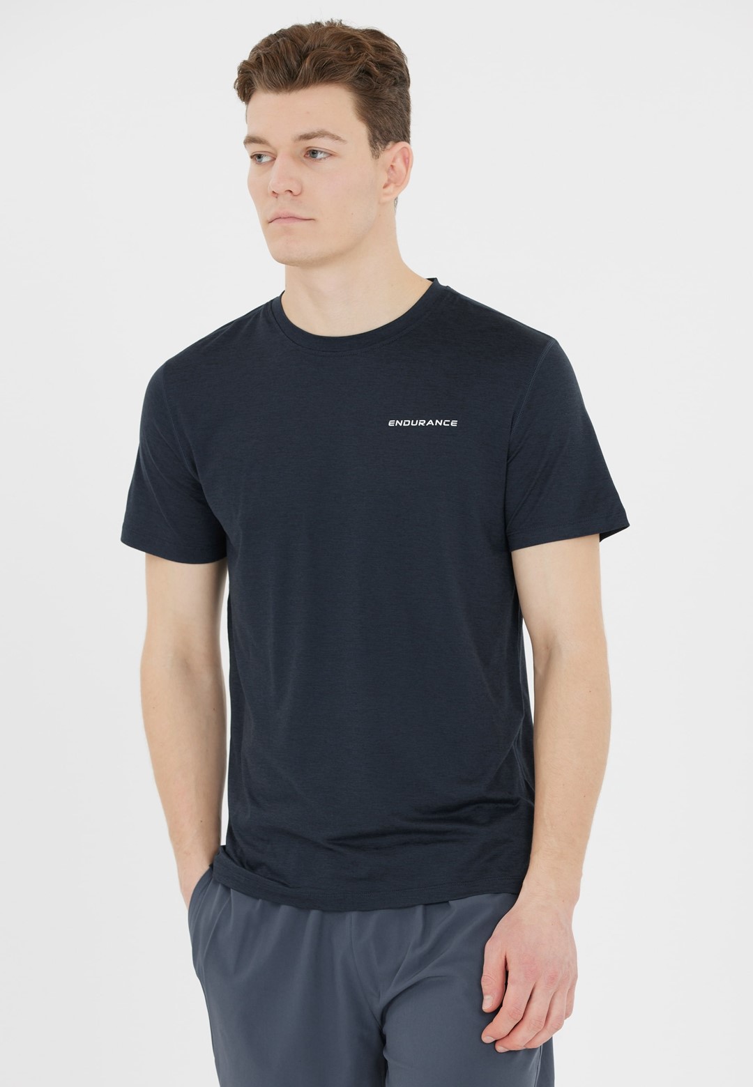 E243401/1111 Black Melange Abdon M Melange S/S Tee - Koszulka Męska