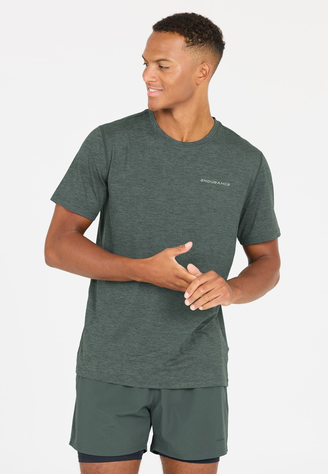 E243401/3242 Dusty Forest Abdon M Melange S/S Tee - Koszulka Damska