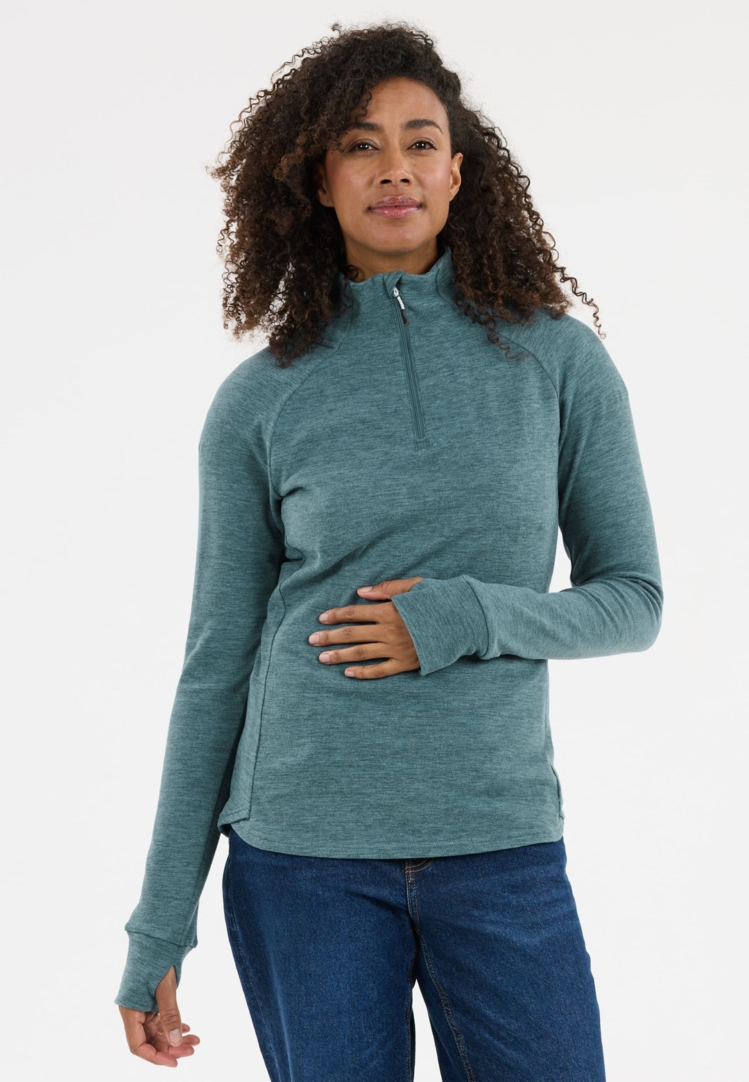 W243208/2275 WHISTLER KAJSA W HALF ZIP MIDLAYER - Damska bluza trekingowa