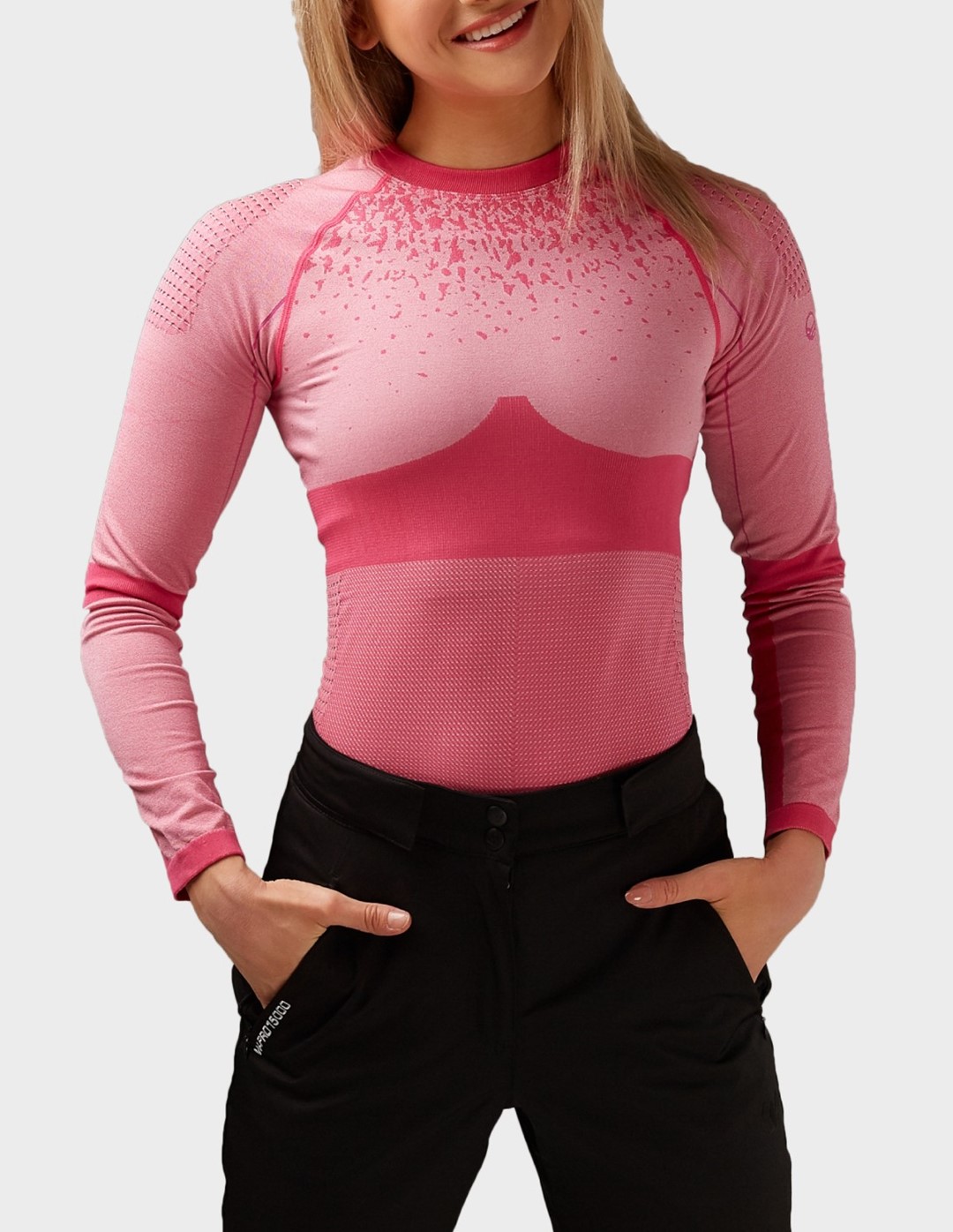 H086-0248/N63 FUCHSIA PURPLE HALTI NILA W SEAMLESS BASE LAYER SHIRT - Damska Bielizna Bezszwowa z Długim Rękawem