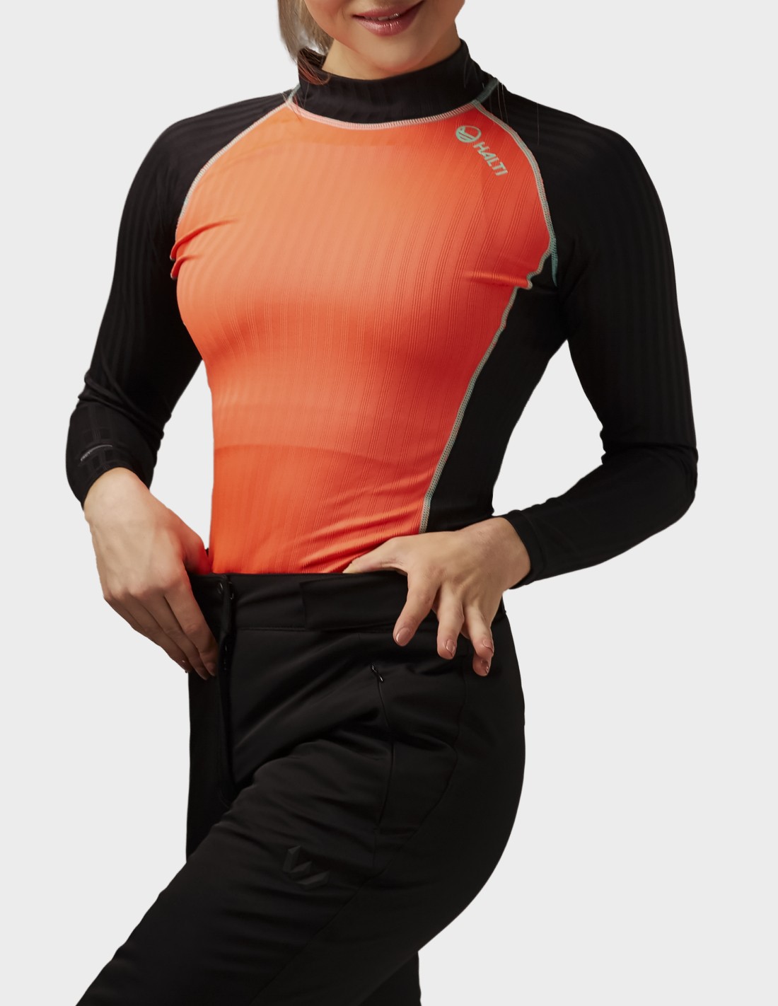 H086-0282/E4699 NEON FIERY CORAL HALTI AVION LIGHT W SHIRT - Damska Koszulka z Długim Rękawem