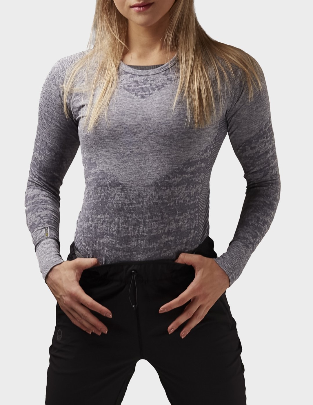 H088-0035/P27M FOLKSTONE GREY MELANGE HALTI FREE RECY SEAMLESS W LS SHIRT - Damska Koszulka Długi Rękaw Bielizna