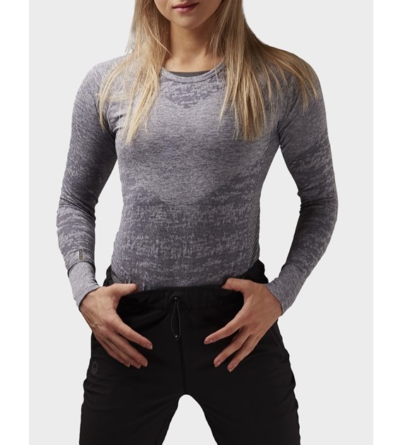 H088-0035/P27M FOLKSTONE GREY MELANGE HALTI FREE RECY SEAMLESS W LS SHIRT - Damska Koszulka Długi Rękaw Bielizna