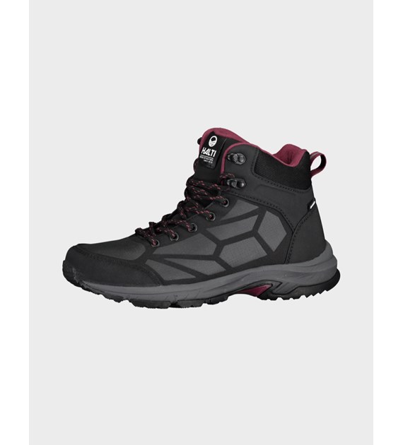 H054-2576/P9967 BLACK/ BEET RED HALTI POLARIS MID DX W WALKING SHOE - Damskie Buty Trekkingowe
