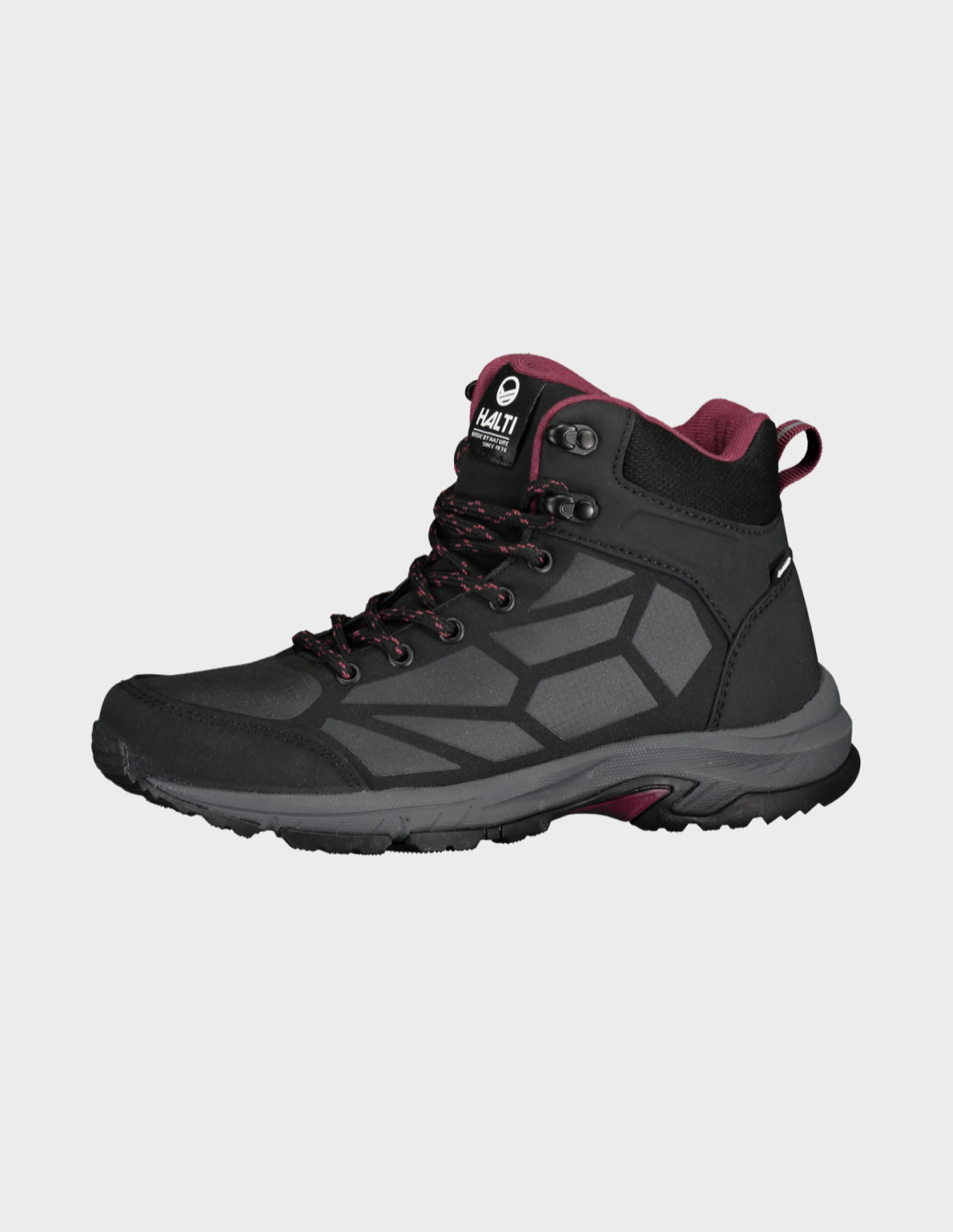 054-2576/P9967 BLACK/ BEET RED HALTI POLARIS MID DX W WALKING SHOE - Damskie Buty Trekkingowe
