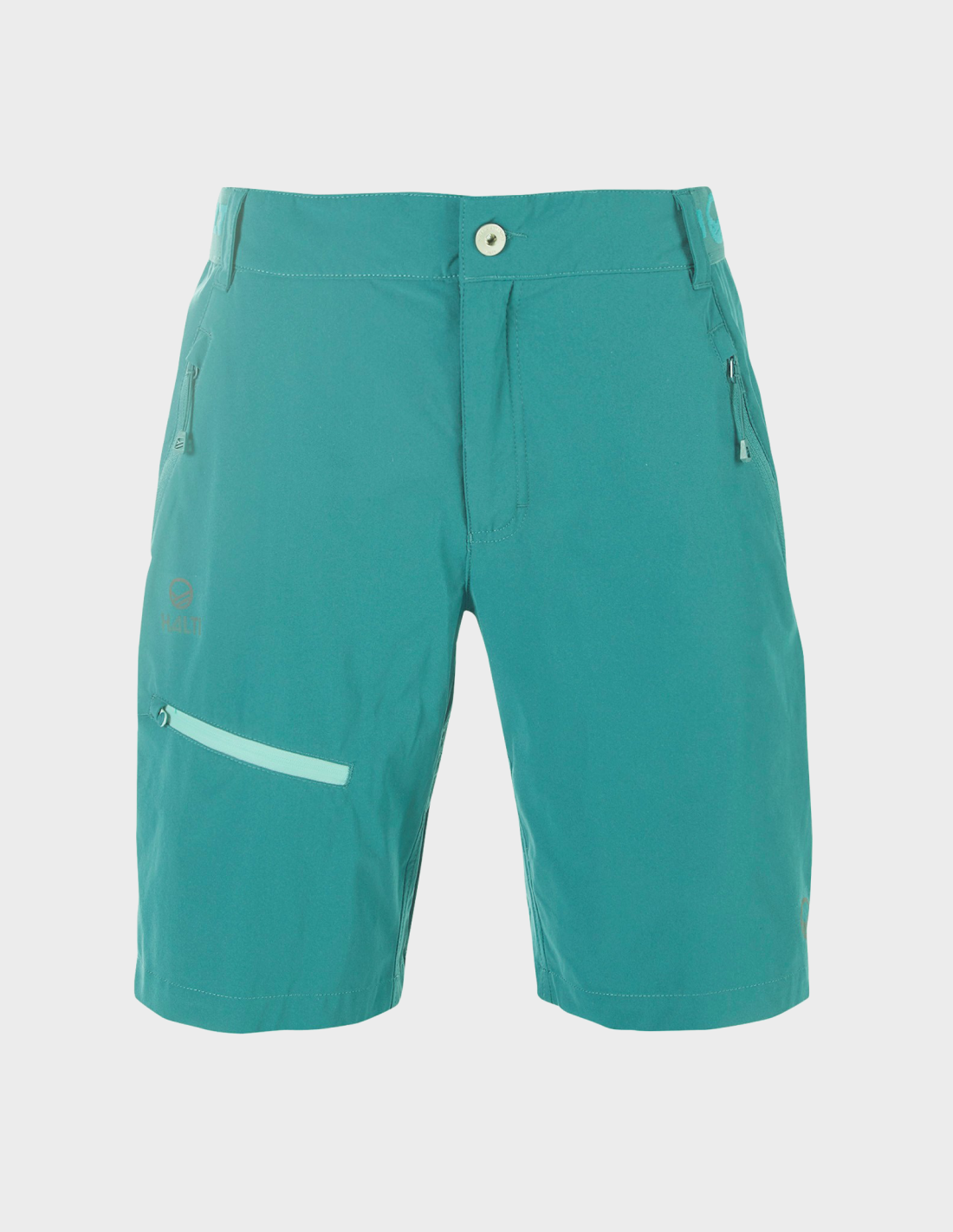 H064-0380/T53 CANTON GREEN HALTI PALLAS W X-STRETCH LITE SHORTS - Damskie Spodenki Trekkingowe
