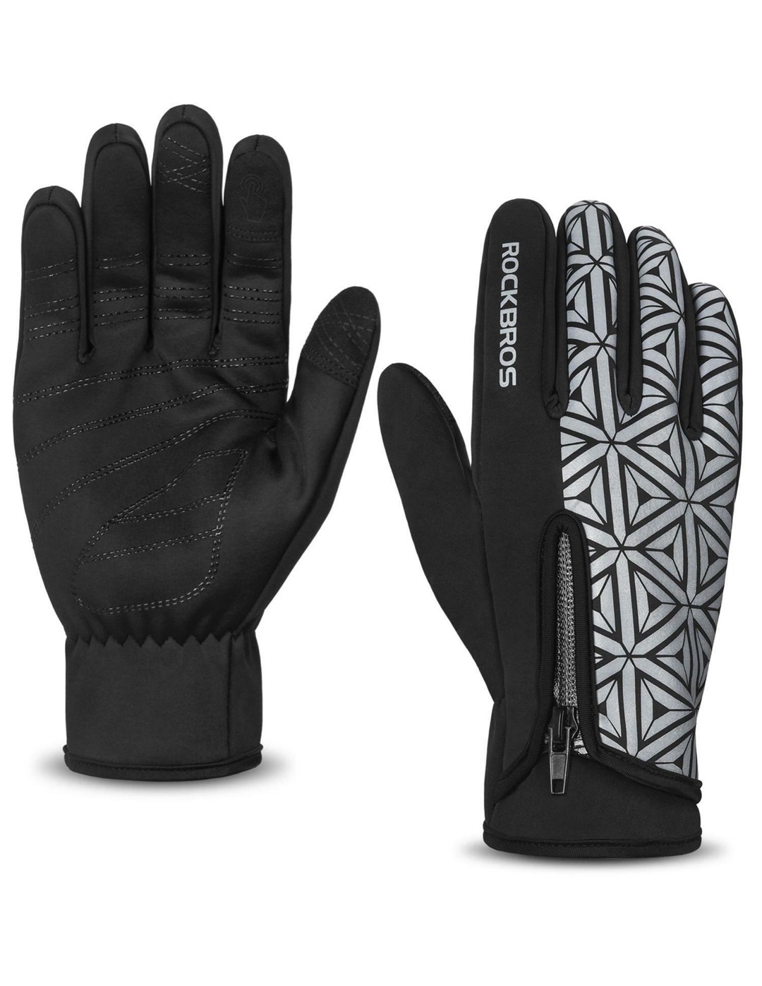 RB16140778005/BLACK/WHITE Rockbros P Gloves S077-10 - Rękawiczki Rowerowe