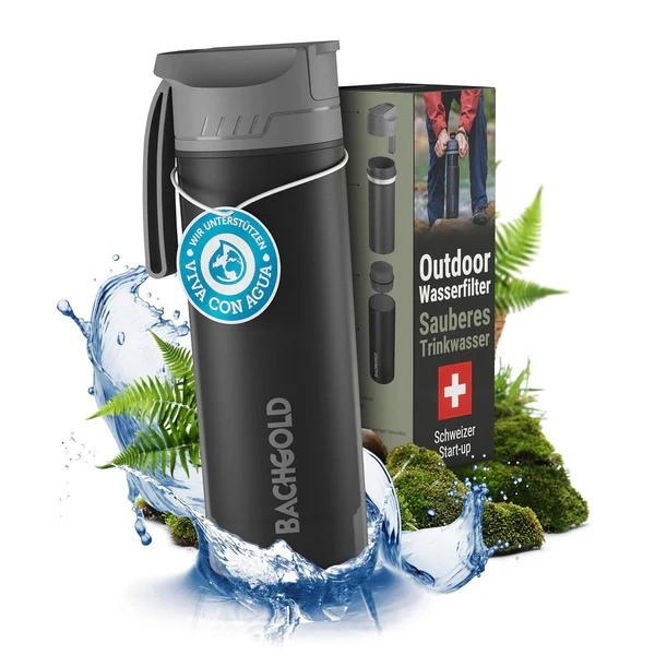 100102/BLACK BACHGOLD SELFPRESS WATER FILTER - Butelka z Filtrem do Wody