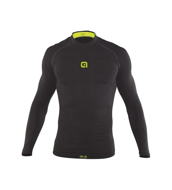 L11840114/NERO/BLACK ALE INTIMO ML SEAMLESS/LS SEAMLESS BASELAYER - Męska Bielizna Rowerowa Bezszwowa