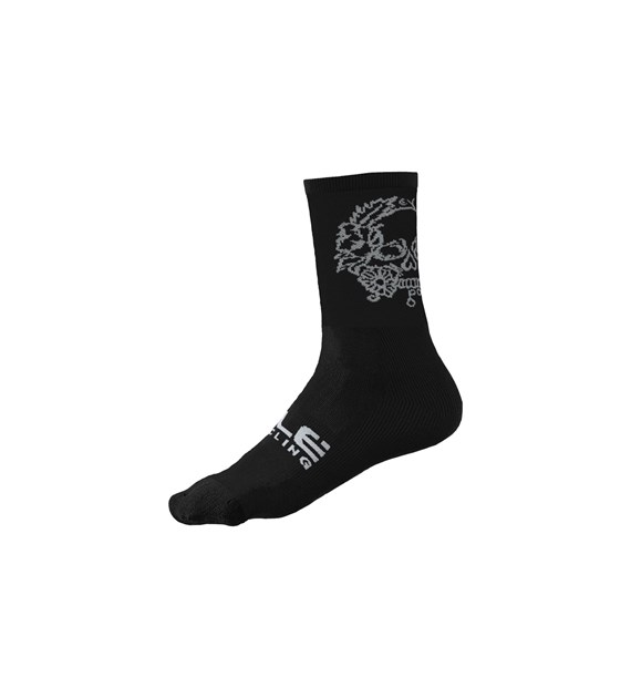 L21182401 ALE SKULL CALZA Q-SKIN 16cm / Q-SKIN 16cm SOCKS - Skarpety Rowerowe